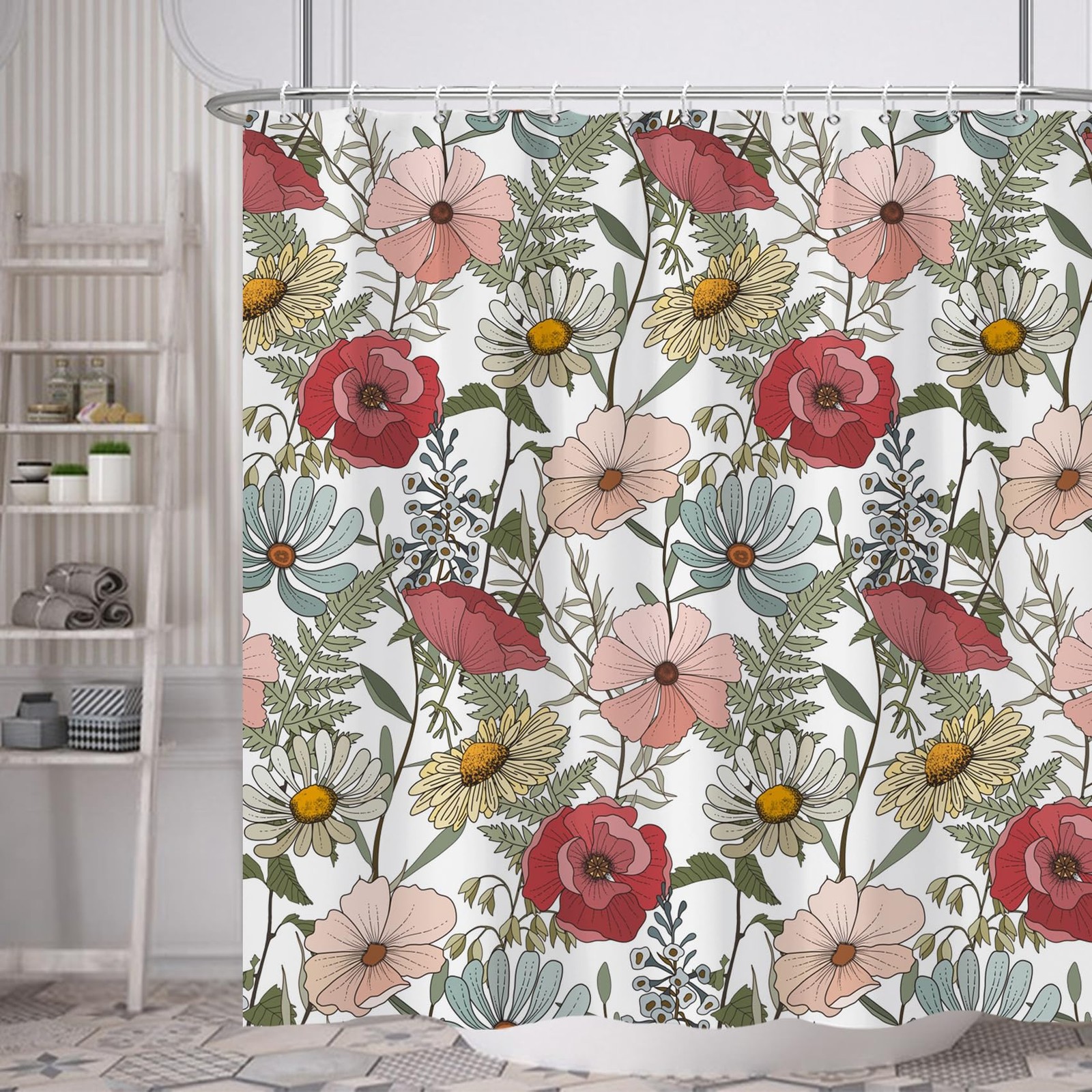 Custom Printed Bath Curtain — custom printed polyester bath curtain detail view
