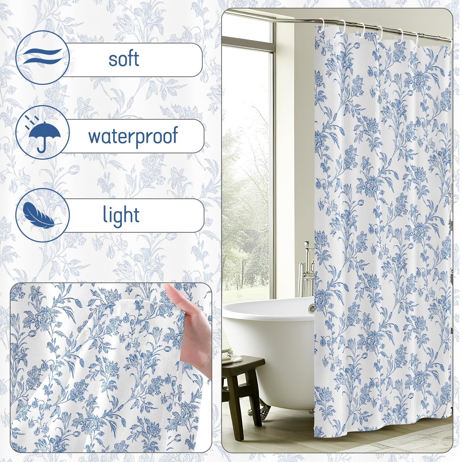 Custom Printed Bath Curtain — custom printed polyester bath curtain detail view