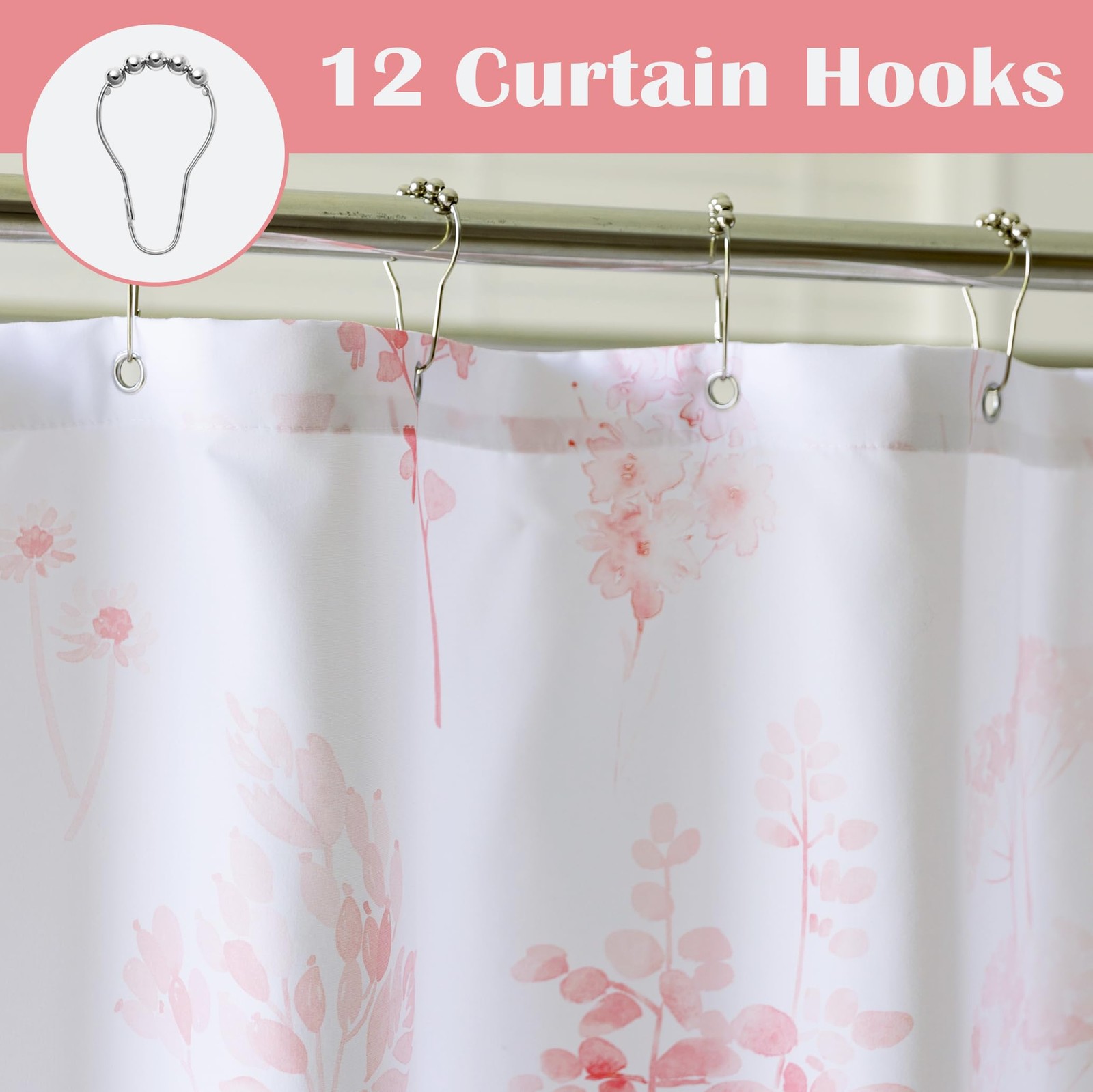 Custom Printed Bath Curtain — custom printed polyester bath curtain detail view