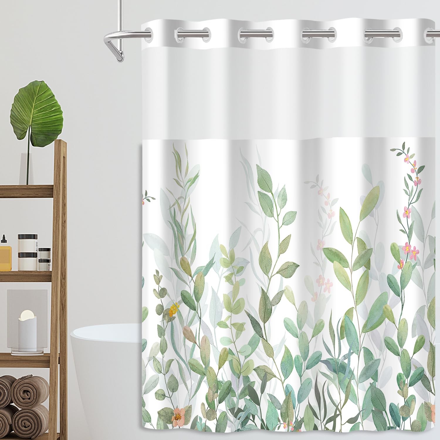 Custom Printed Bath Curtain — custom printed polyester bath curtain detail view