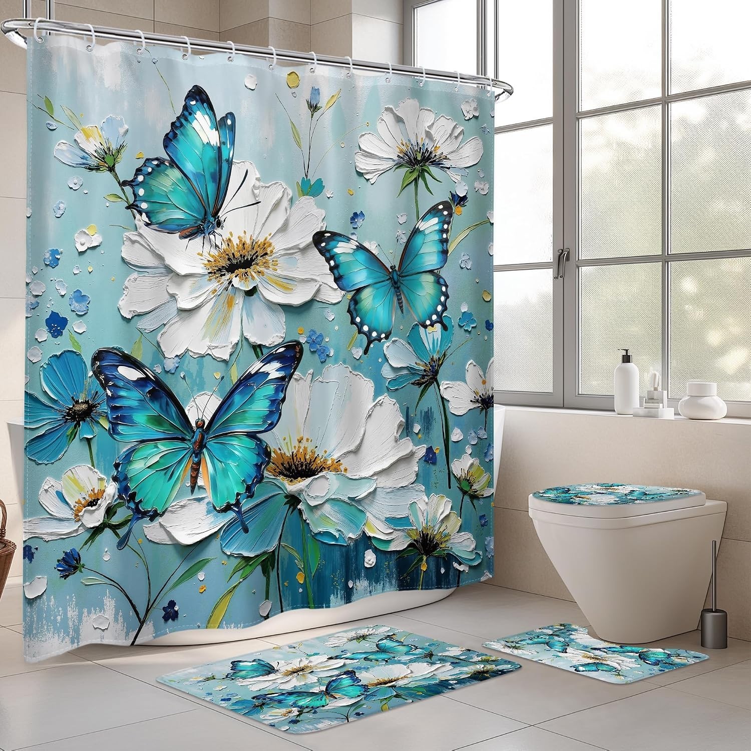 Custom Printed Bath Curtain — custom printed polyester bath curtain detail view