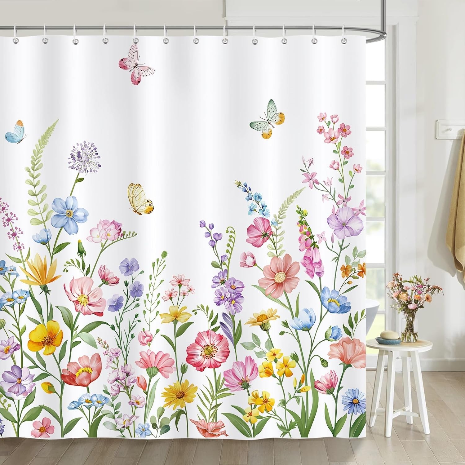Custom Printed Bath Curtain — custom printed polyester bath curtain detail view