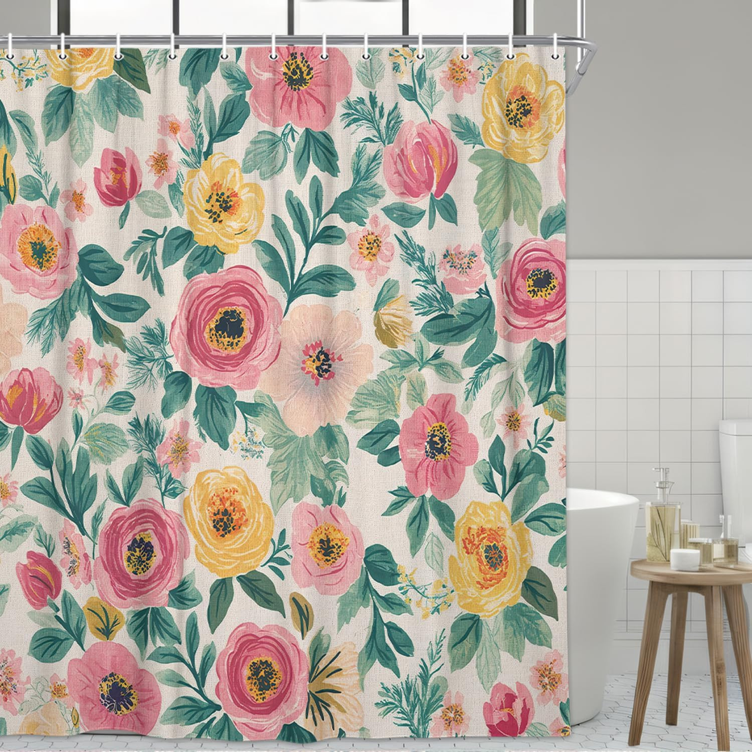 Custom Printed Bath Curtain — custom printed polyester bath curtain detail view