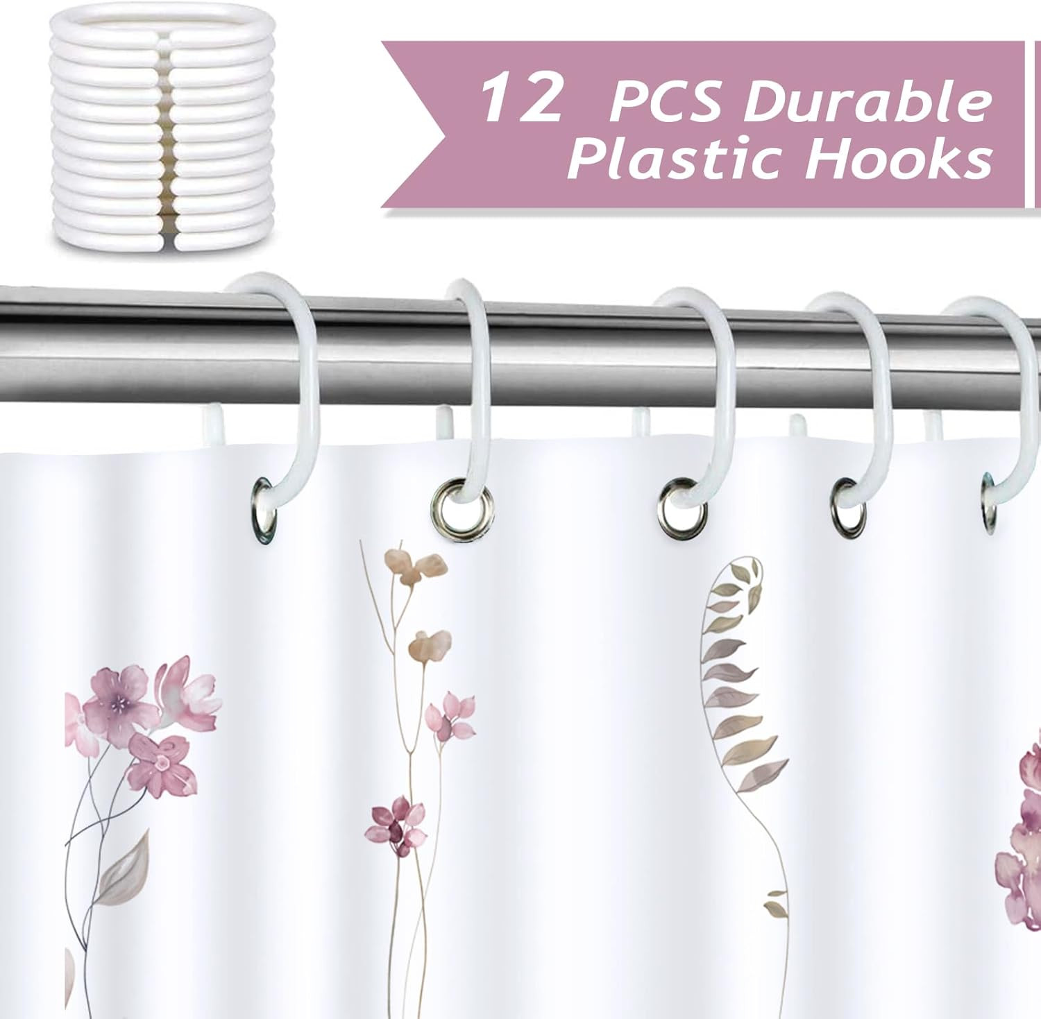 Custom Printed Bath Curtain — custom printed polyester bath curtain detail view