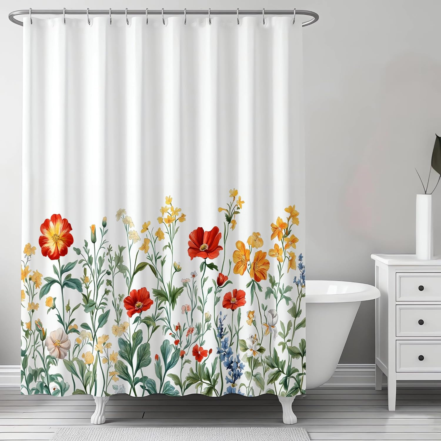 Custom Printed Bath Curtain — custom printed polyester bath curtain detail view
