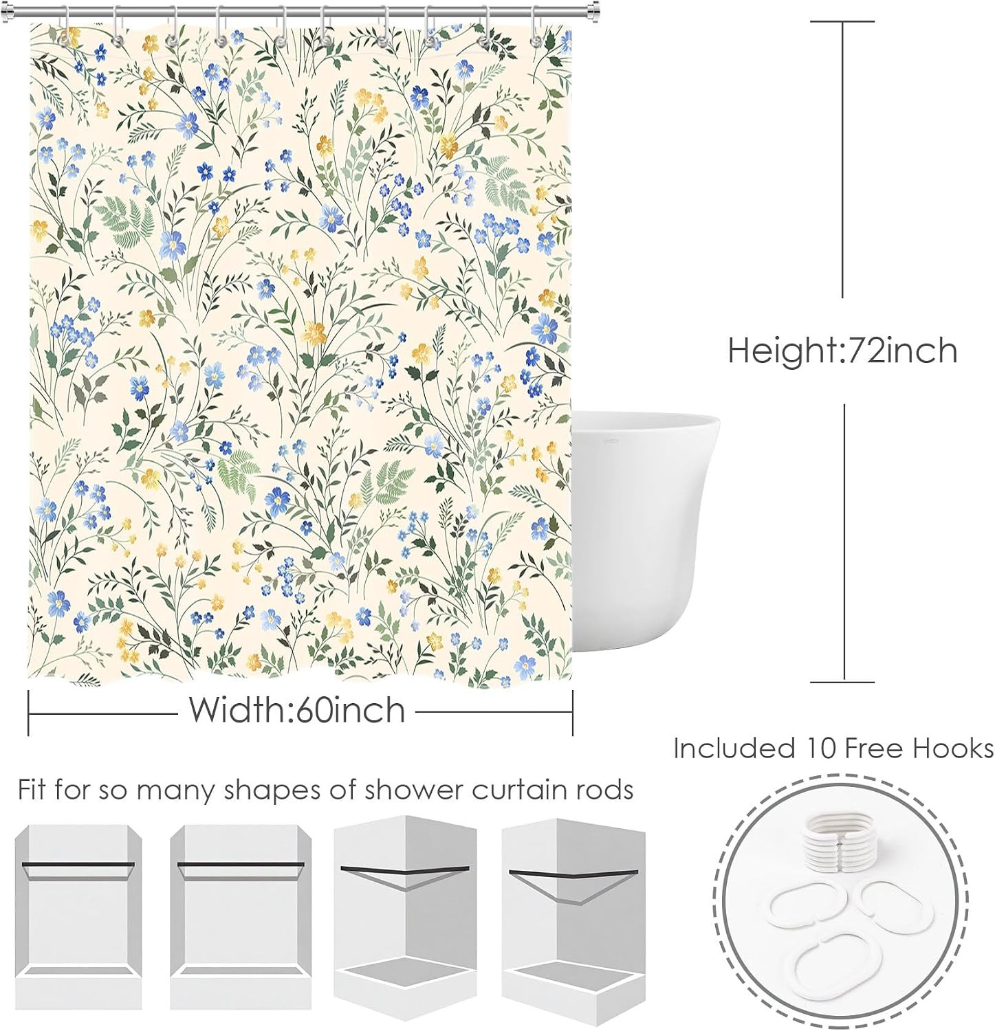 Custom Printed Bath Curtain — custom printed polyester bath curtain detail view