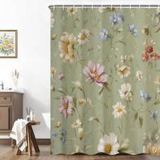 Floral Shower Curtain 71x74 Inch — custom printed polyester bath curtain