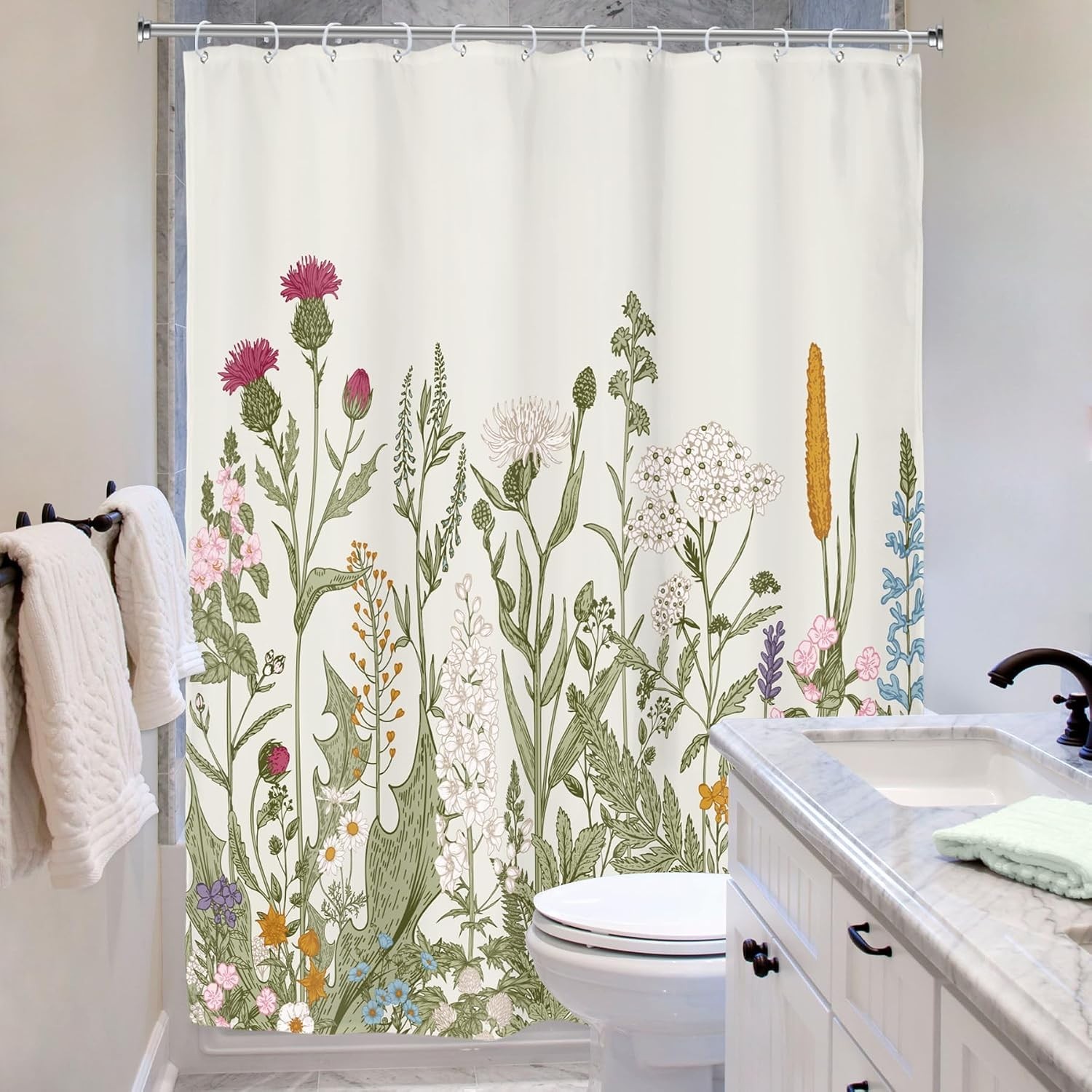 Custom Printed Bath Curtain — custom printed polyester bath curtain detail view