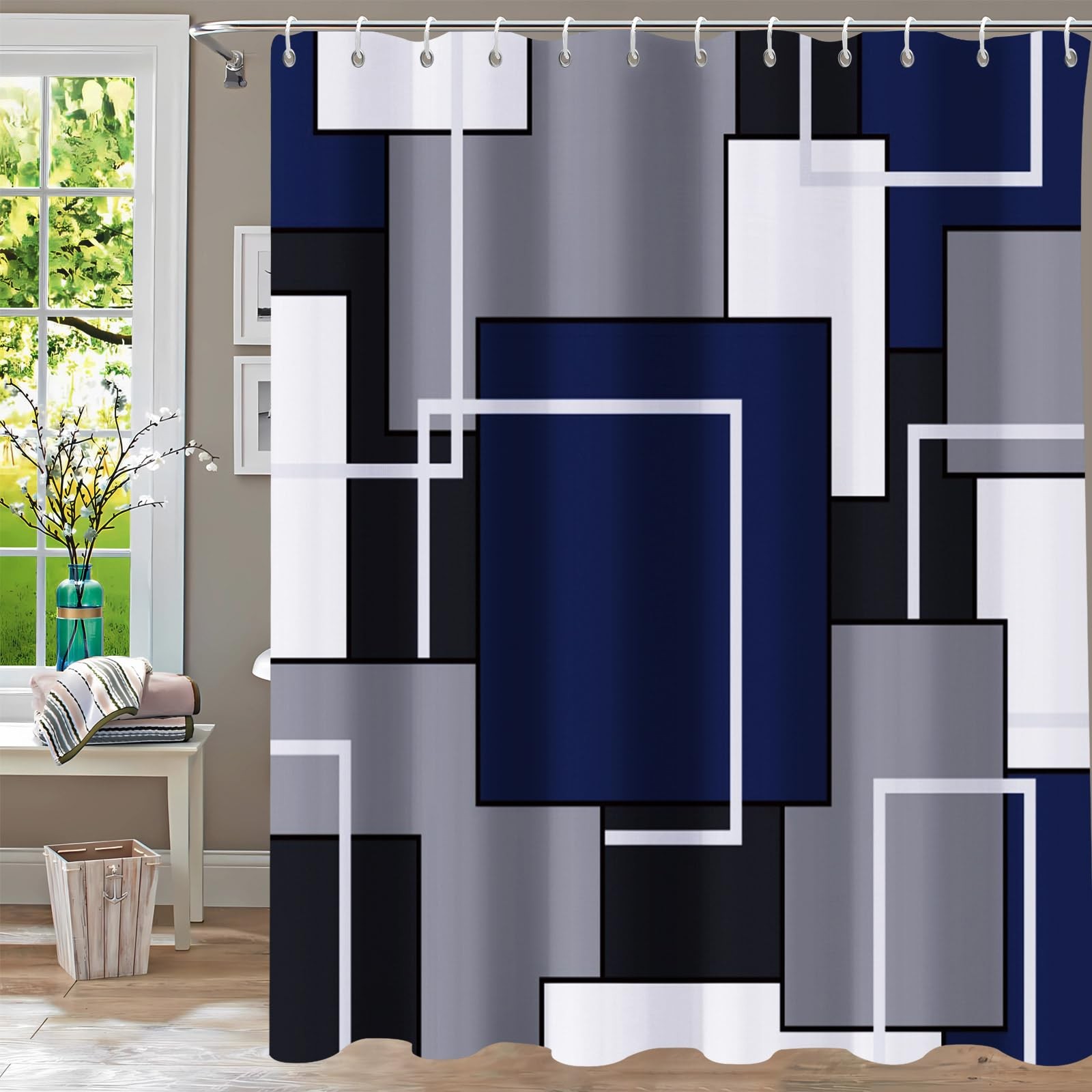 Custom Printed Bath Curtain — custom printed polyester bath curtain detail view