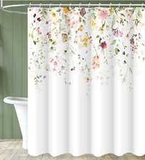 Colorful Floral Spring Flower Extra Long Waterproof Shower Curtain 72x78 Inch — custom printed polyester bath curtain