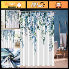 Stylish Botanical Shower Curtain 72x72 Inch, Waterproof Eucalyptus Leaves Decor, — custom printed polyester bath curtain