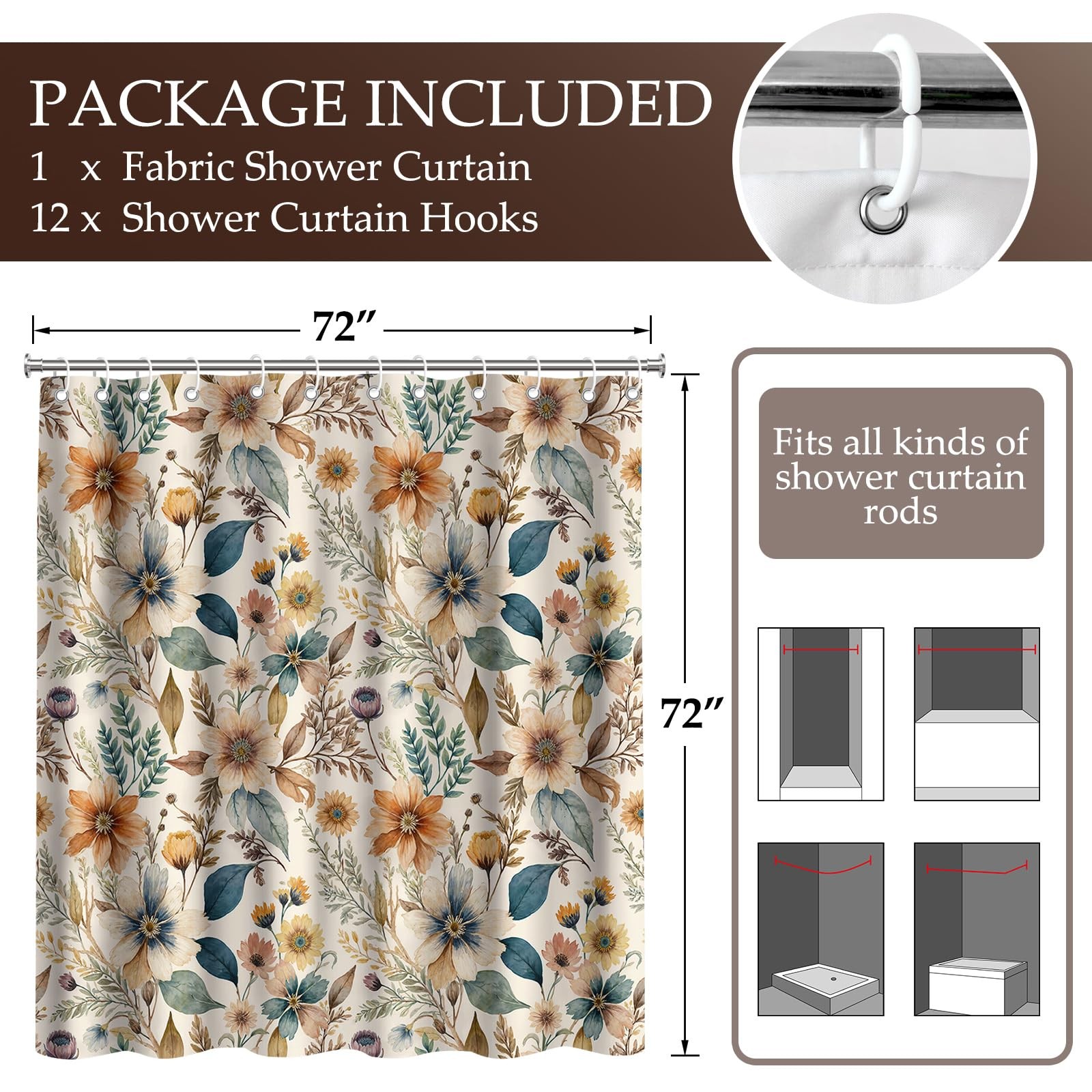 Custom Printed Bath Curtain — custom printed polyester bath curtain detail view