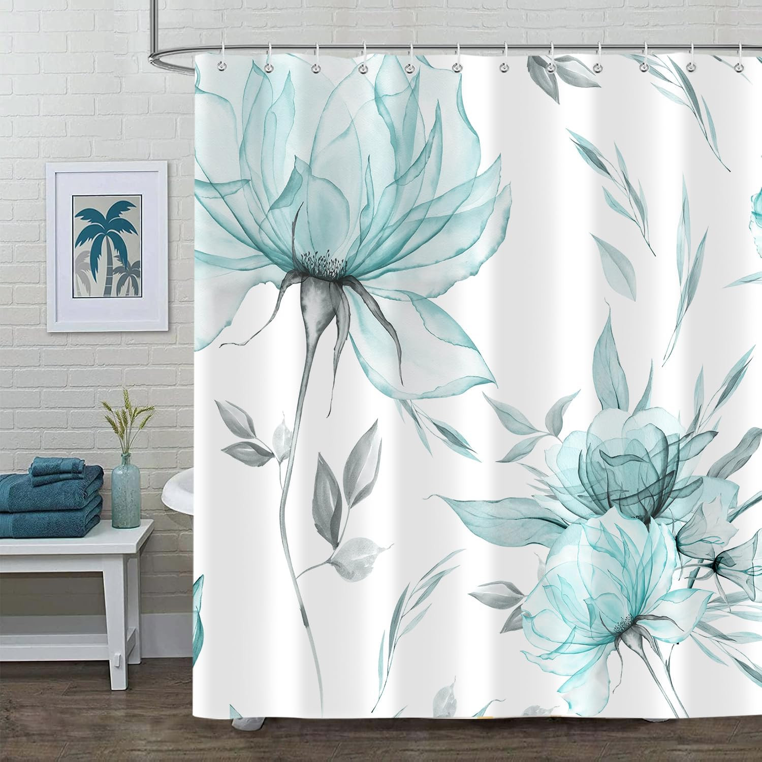 Custom Printed Bath Curtain — custom printed polyester bath curtain detail view