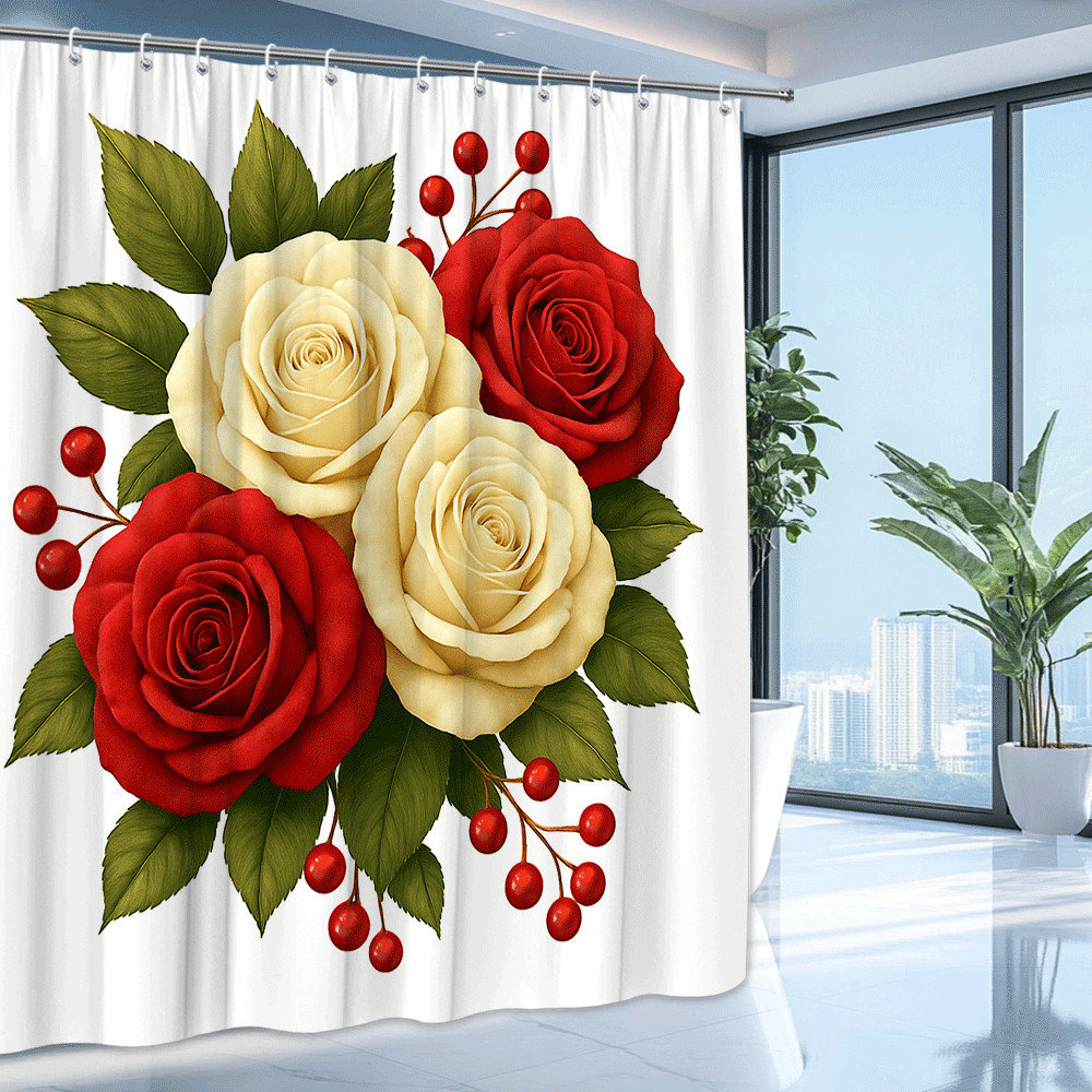 Custom Printed Bath Curtain — custom printed polyester bath curtain detail view