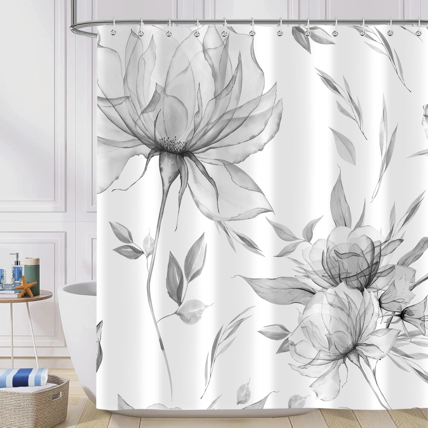 Custom Printed Bath Curtain — custom printed polyester bath curtain detail view