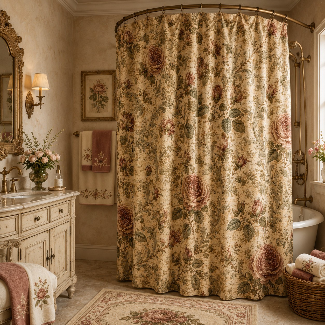 Custom Printed Bath Curtain — custom printed polyester bath curtain detail view