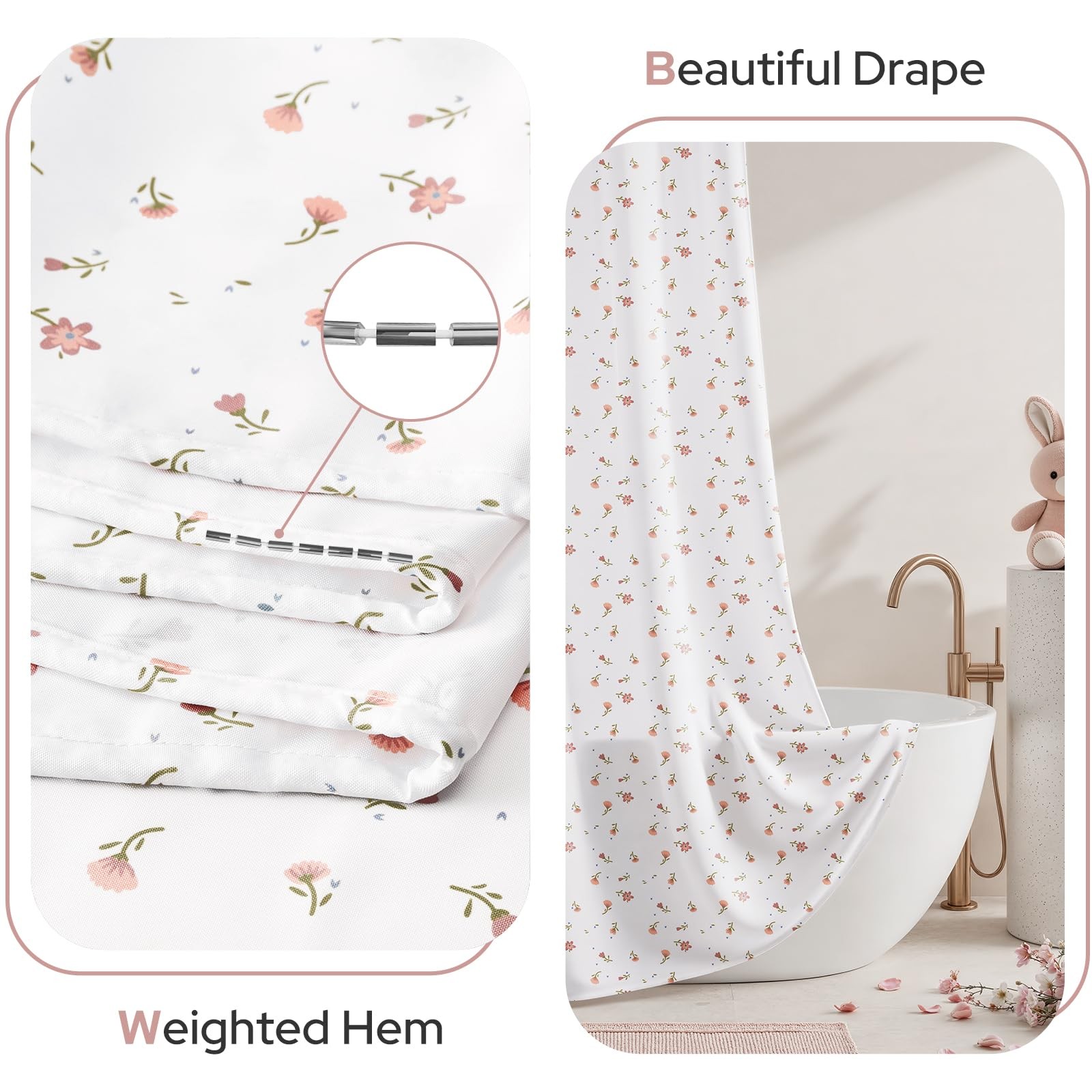 Custom Printed Bath Curtain — custom printed polyester bath curtain detail view