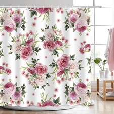 Vintage Floral Pink Rose Shower Curtain Home Decor Bathroom Shower Curtains — custom printed polyester bath curtain