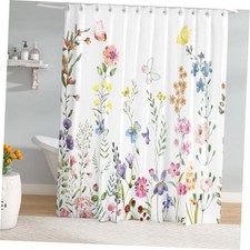 Colorful Floral Shower Curtain 72 x 72 Inch, 72"W x 72"L (Pack of 1) Butterfly — custom printed polyester bath curtain