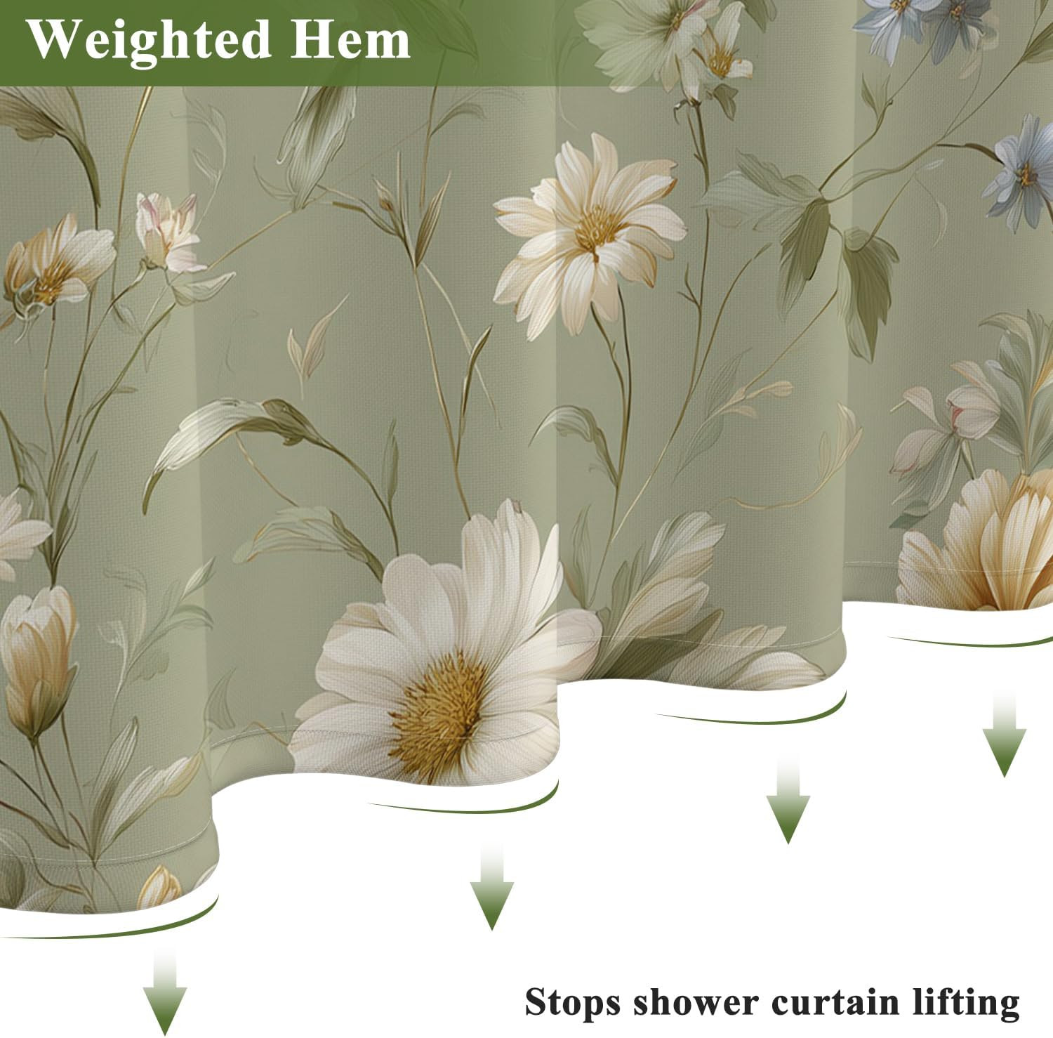 Custom Printed Bath Curtain — custom printed polyester bath curtain detail view