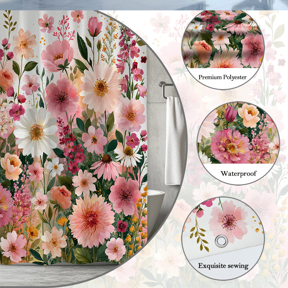 Custom Printed Bath Curtain — custom printed polyester bath curtain detail view