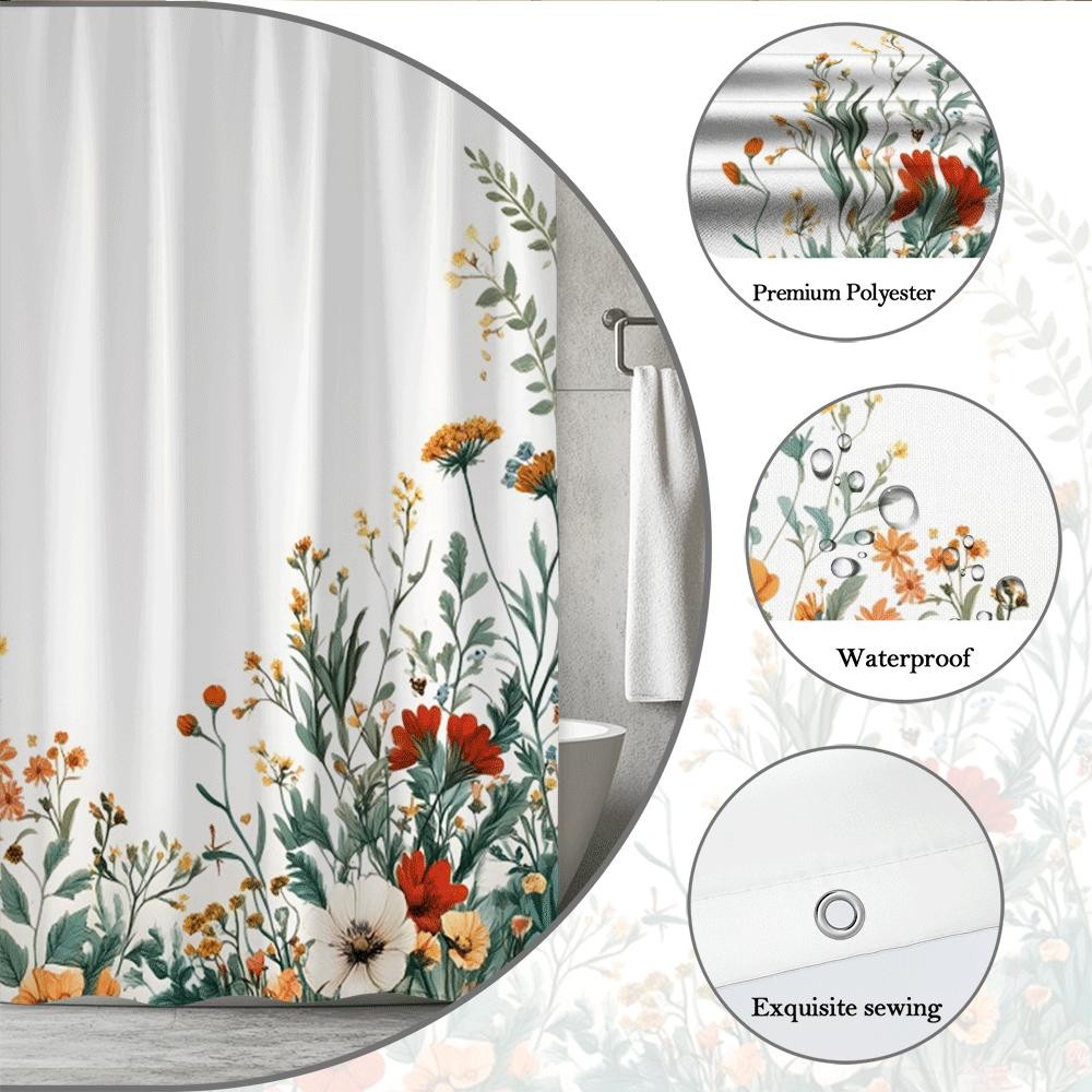Custom Printed Bath Curtain — custom printed polyester bath curtain detail view