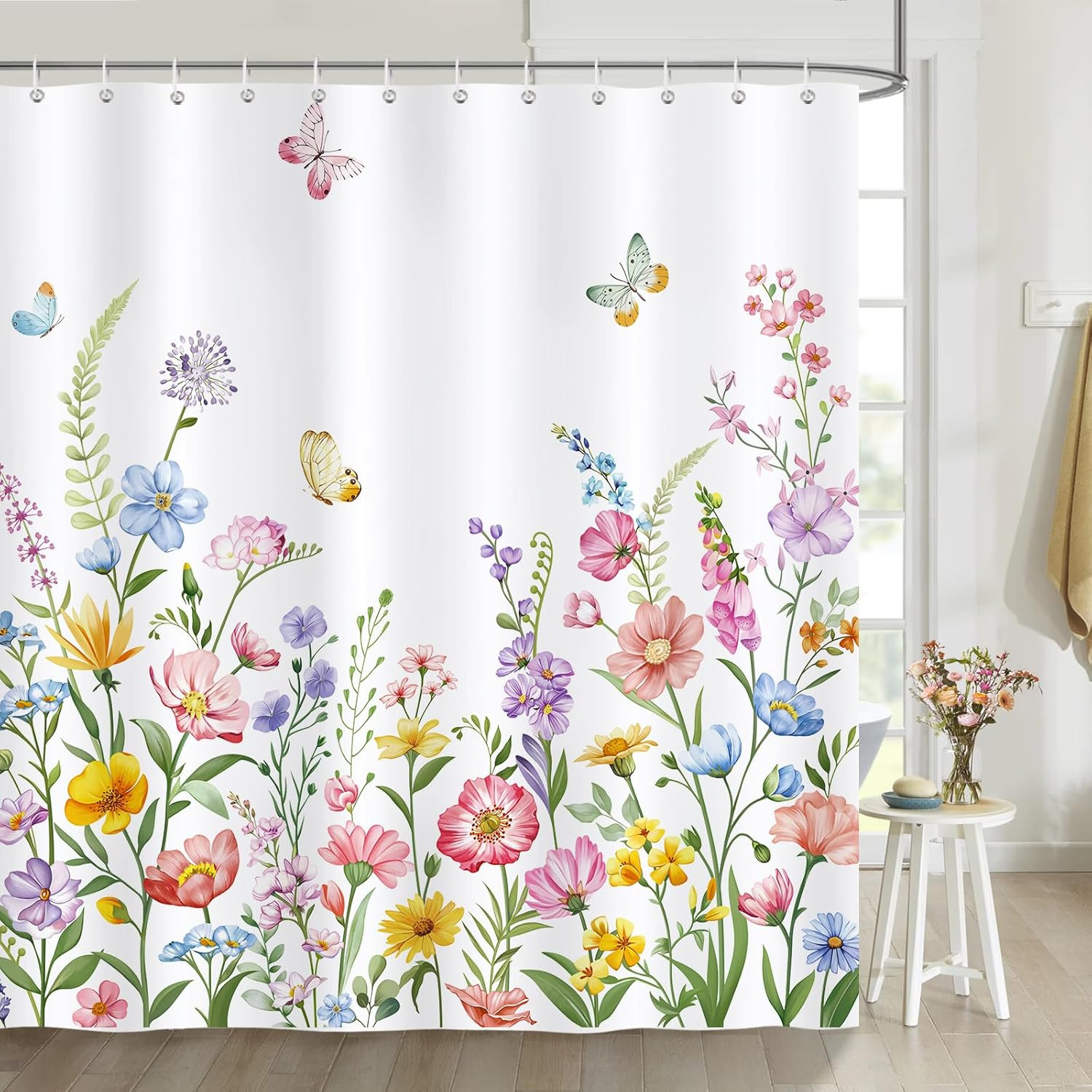 Custom Printed Bath Curtain — custom printed polyester bath curtain detail view