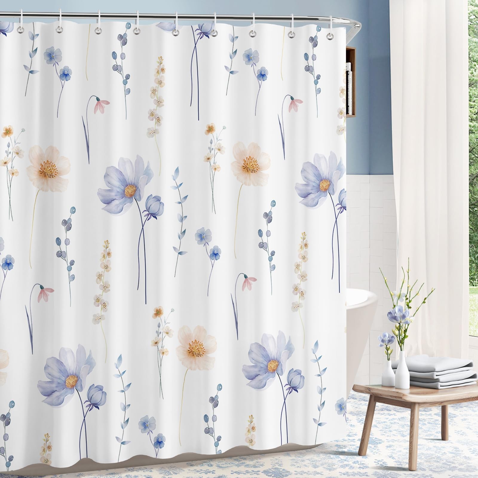 Custom Printed Bath Curtain — custom printed polyester bath curtain detail view