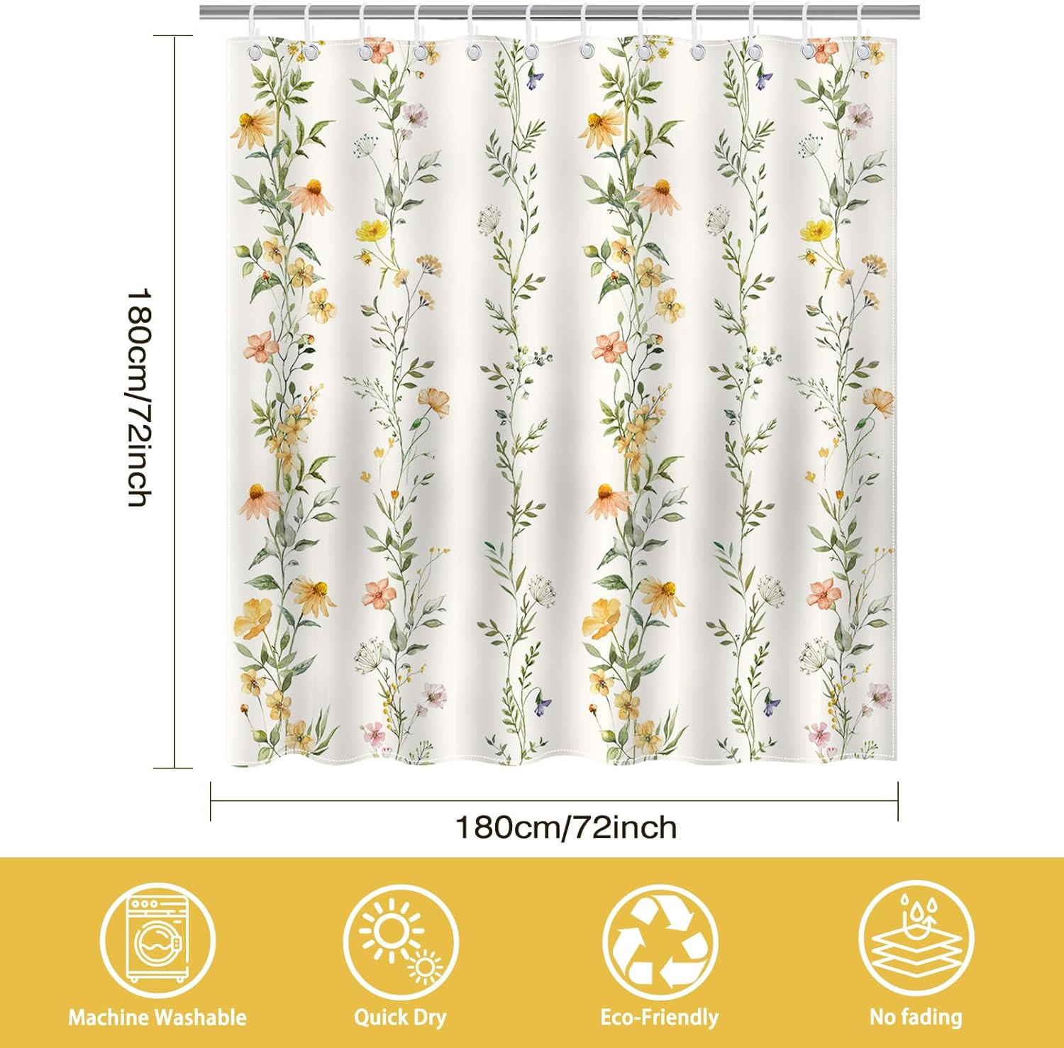 Custom Printed Bath Curtain — custom printed polyester bath curtain detail view