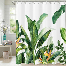 Shower Curtain Tropical Green Palm Plants Shower Curtains for Bathroom-Sage Gree — custom printed polyester bath curtain