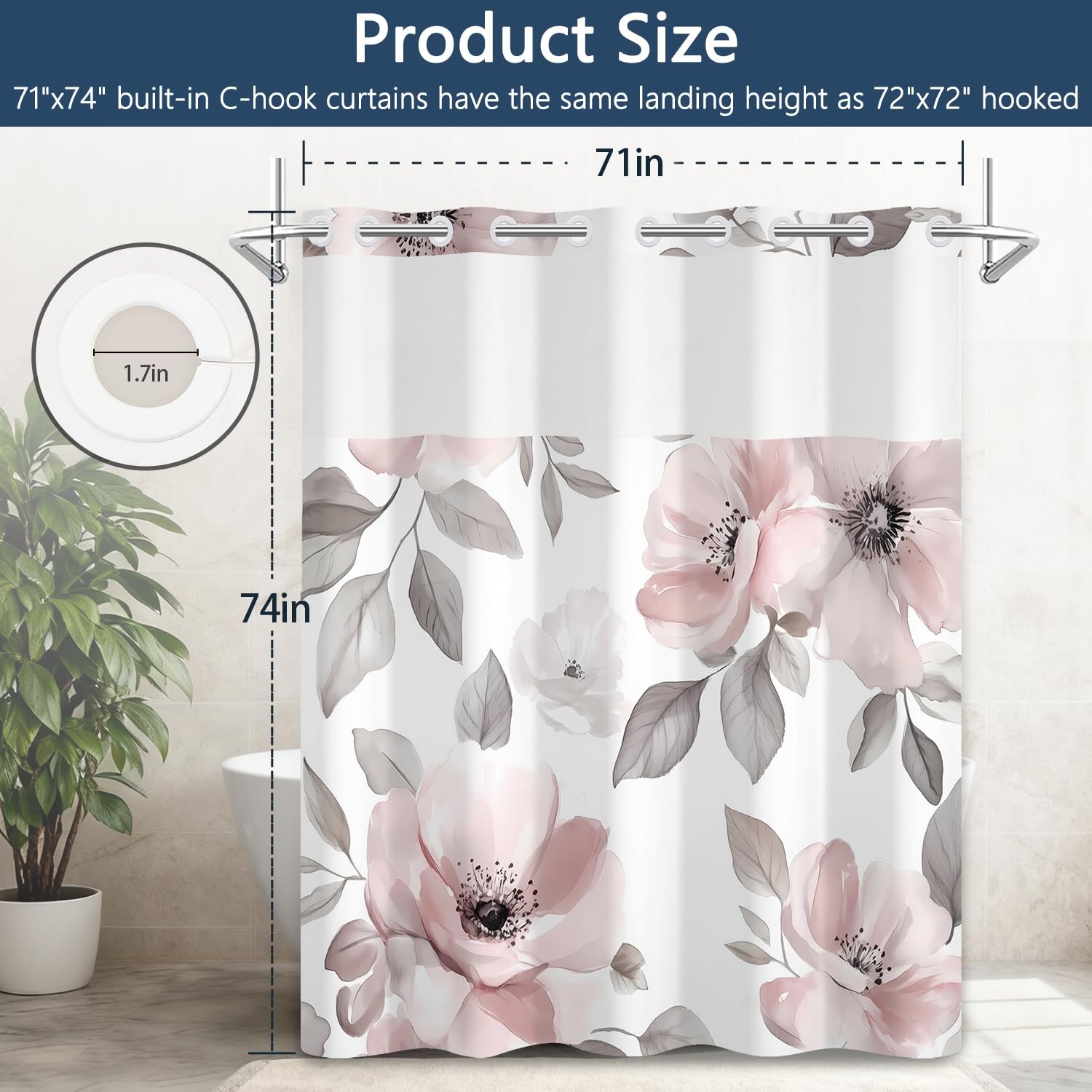 Custom Printed Bath Curtain — custom printed polyester bath curtain detail view