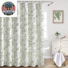 Sage Green Floral Shower Curtain,Vintage Cotton Cottagecore Shower Curtains for — custom printed polyester bath curtain