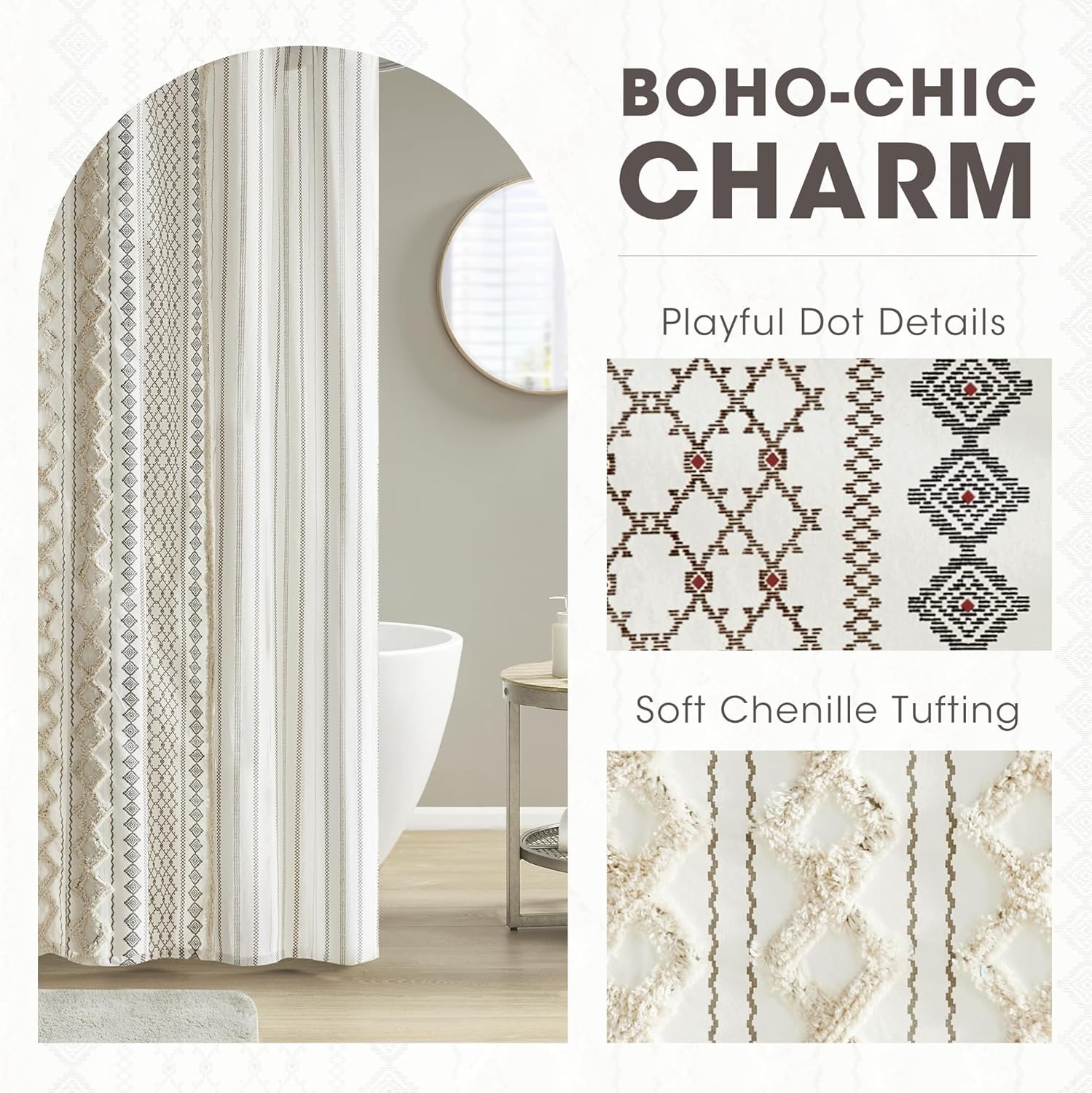 Custom Printed Bath Curtain — custom printed polyester bath curtain detail view