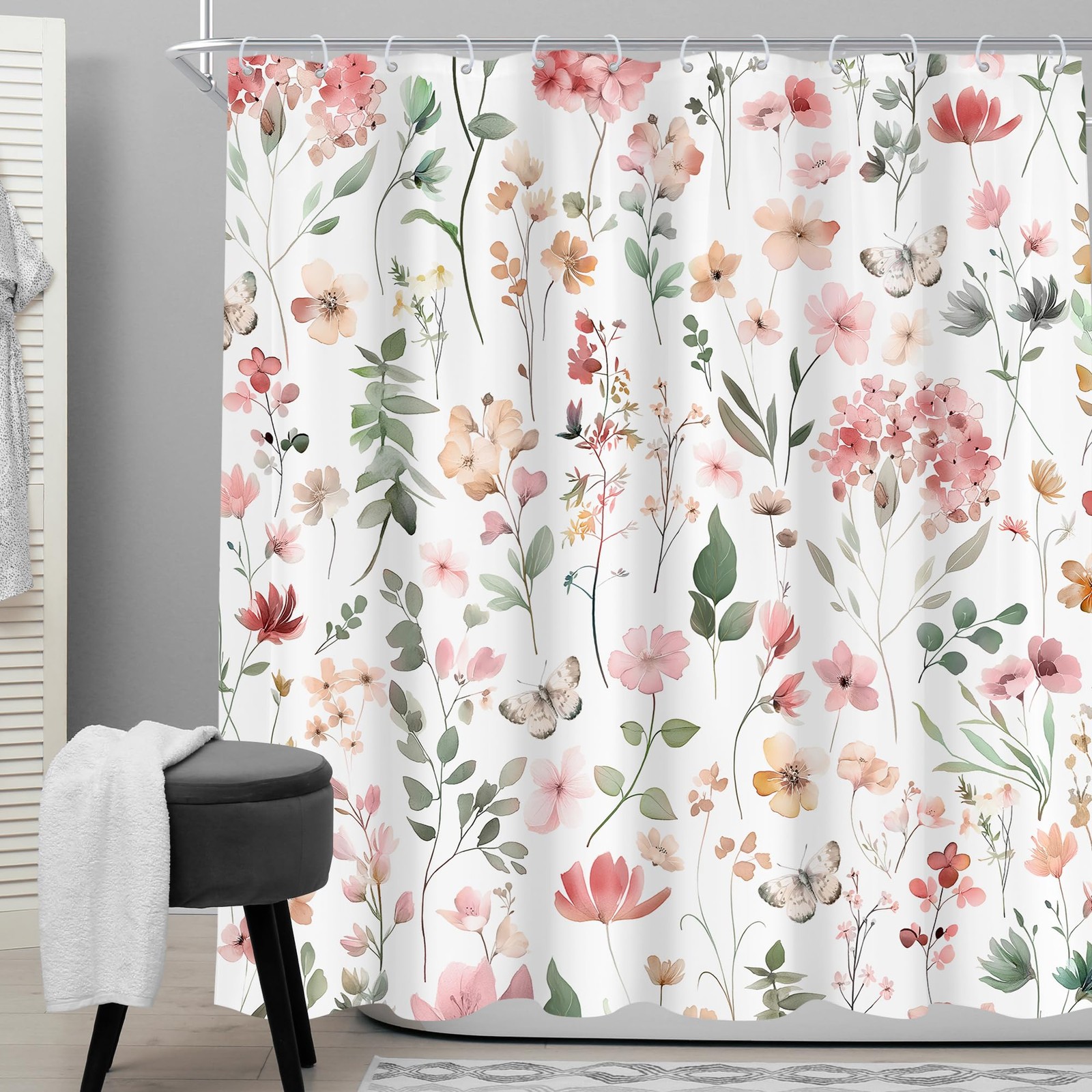 Custom Printed Bath Curtain — custom printed polyester bath curtain detail view