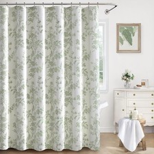 Sage Green Floral Shower Curtain,Vintage Cotton Cottagecore Shower Curtains — custom printed polyester bath curtain