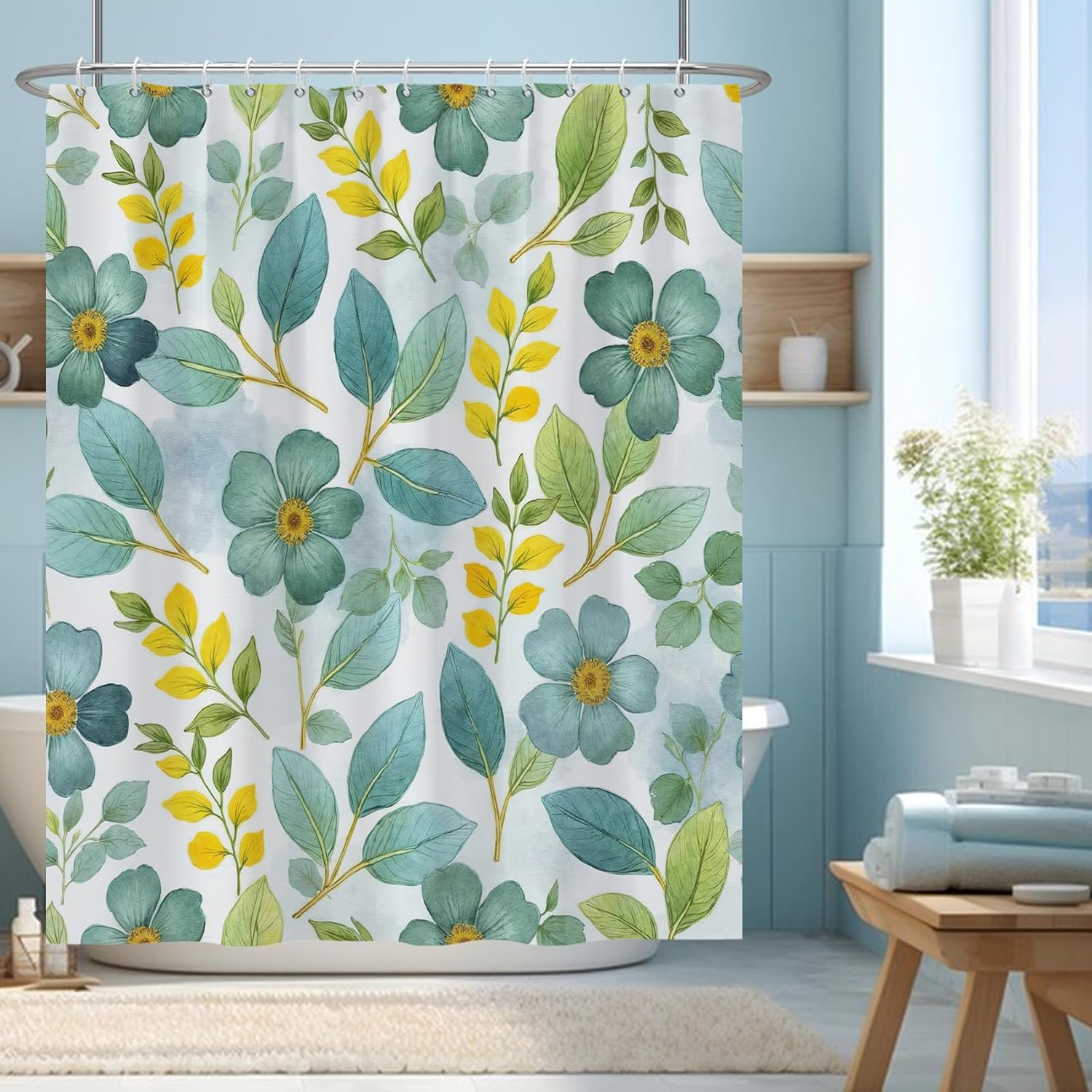 Custom Printed Bath Curtain — custom printed polyester bath curtain detail view