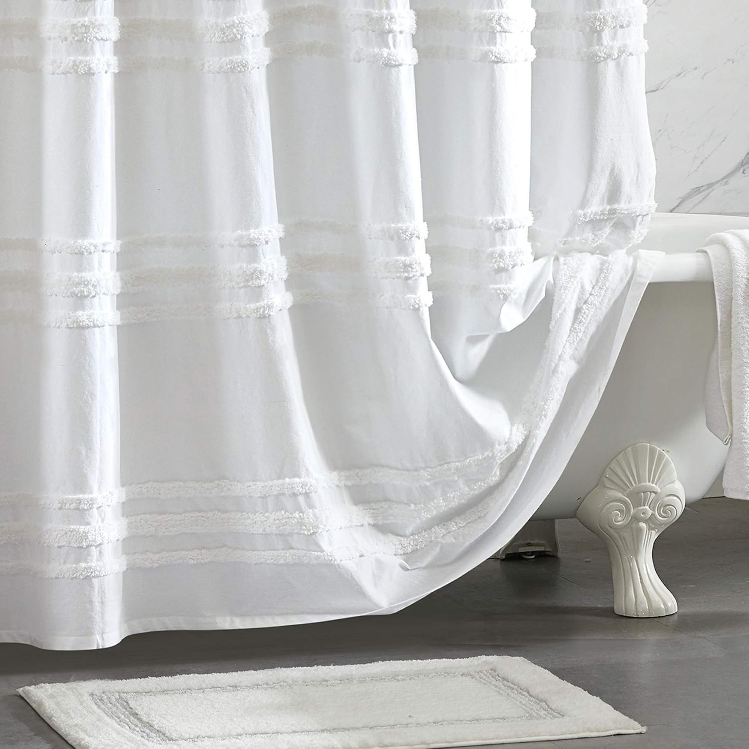 Custom Printed Bath Curtain — custom printed polyester bath curtain detail view