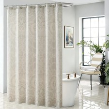 Modern Beige Lace Pattern Polyester Waterproof Bathroom Shower Curtain 72x90 — custom printed polyester bath curtain