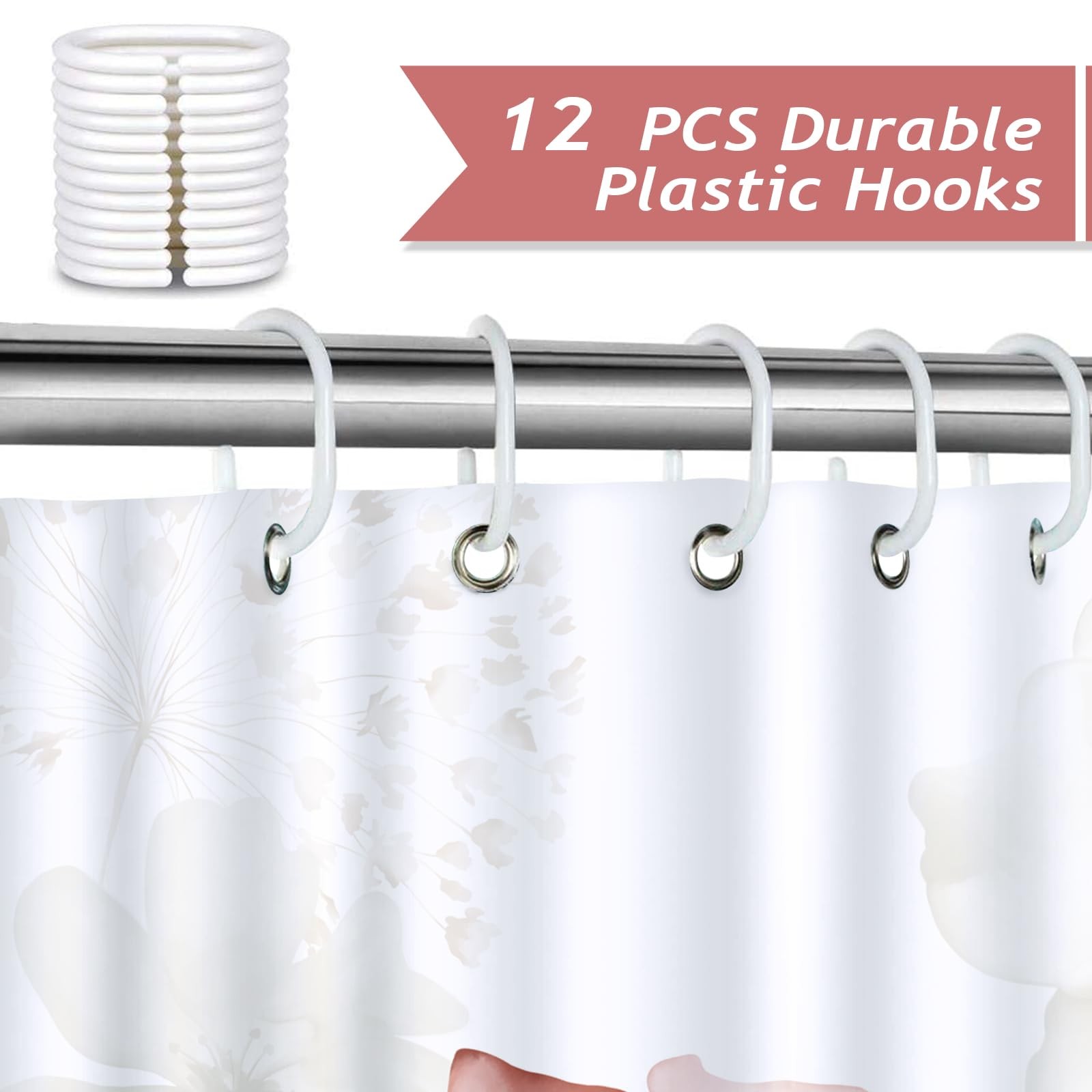 Custom Printed Bath Curtain — custom printed polyester bath curtain detail view