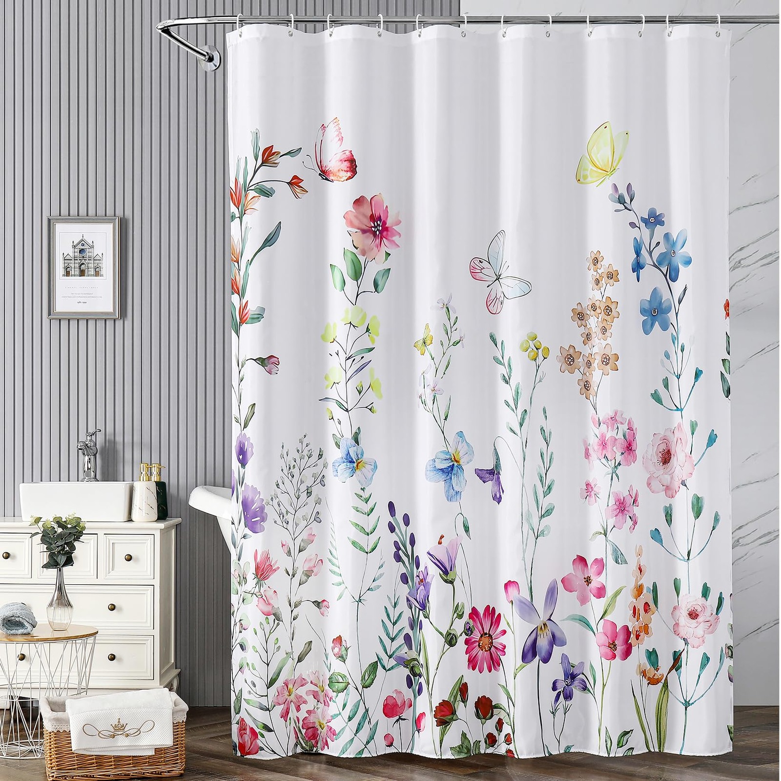 Custom Printed Bath Curtain — custom printed polyester bath curtain
