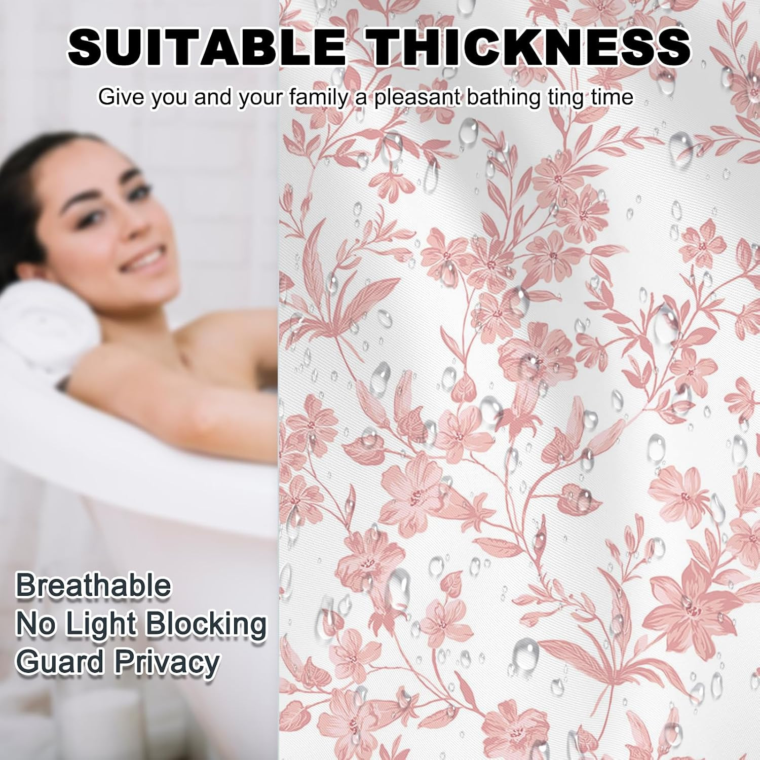 Custom Printed Bath Curtain — custom printed polyester bath curtain detail view