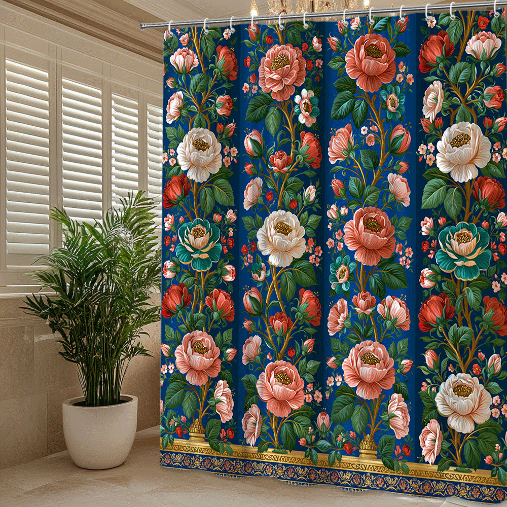 Custom Printed Bath Curtain — custom printed polyester bath curtain detail view