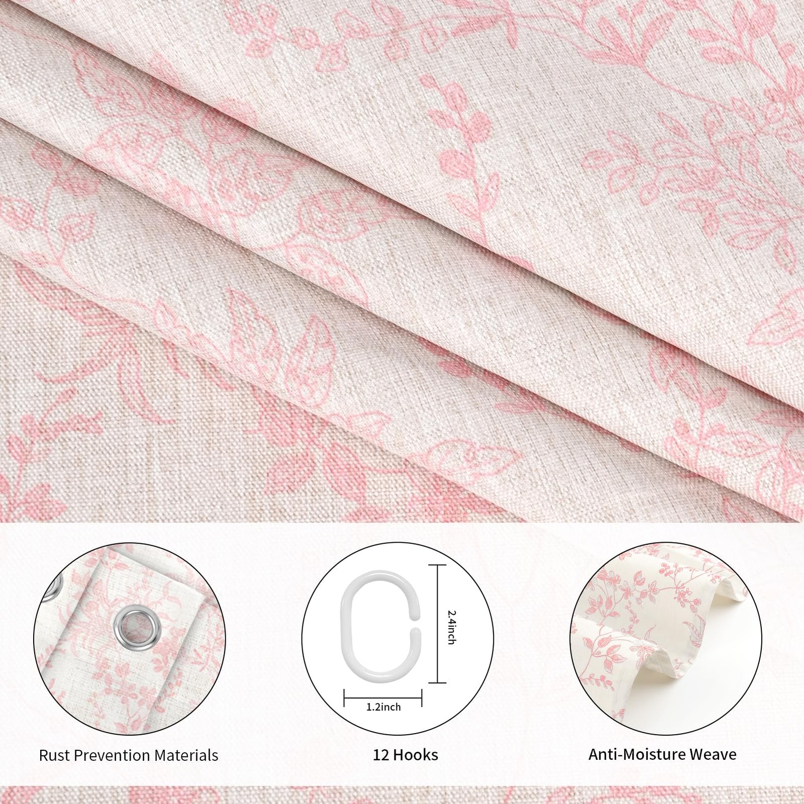 Custom Printed Bath Curtain — custom printed polyester bath curtain detail view