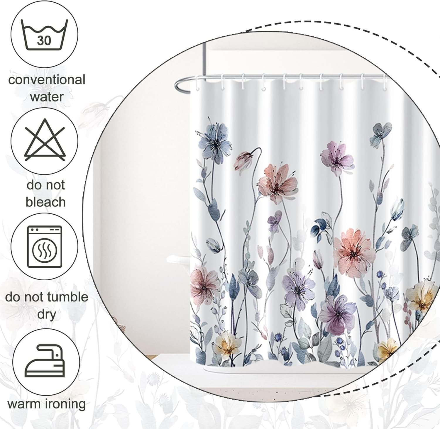 Custom Printed Bath Curtain — custom printed polyester bath curtain detail view