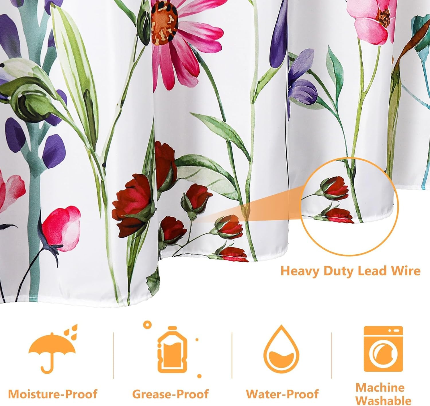 Custom Printed Bath Curtain — custom printed polyester bath curtain detail view