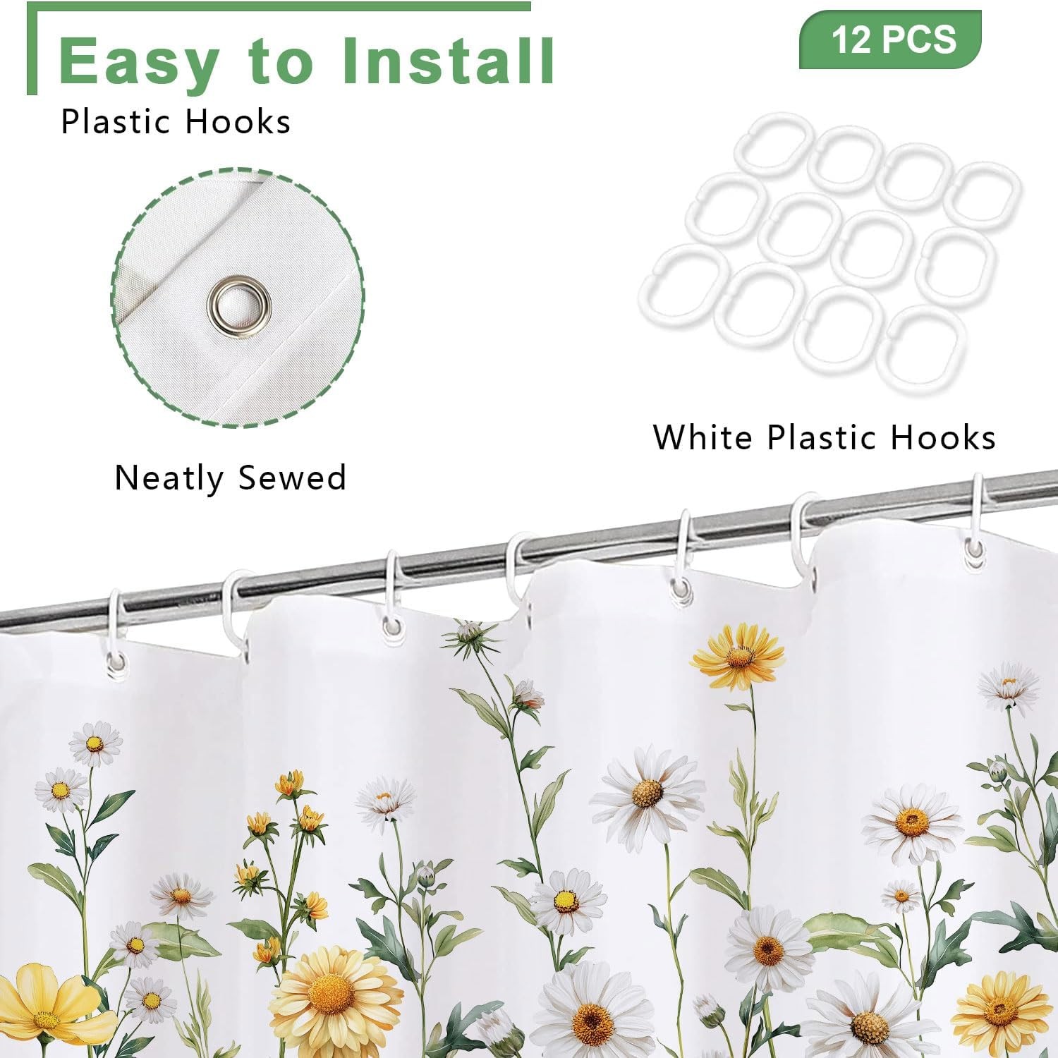 Custom Printed Bath Curtain — custom printed polyester bath curtain detail view