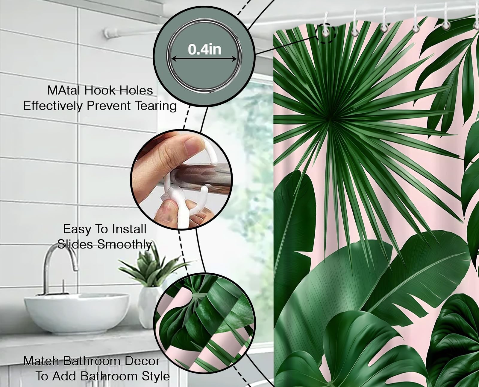 Custom Printed Bath Curtain — custom printed polyester bath curtain detail view