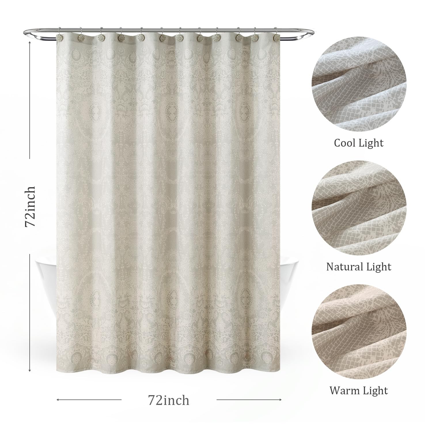 Custom Printed Bath Curtain — custom printed polyester bath curtain detail view