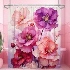 72x78 Inch Pink Floral Extra Long Shower Curtain For Bathroom Decor Set — custom printed polyester bath curtain