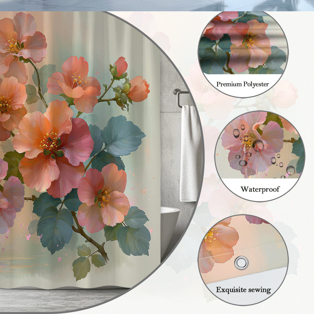 Custom Printed Bath Curtain — custom printed polyester bath curtain detail view